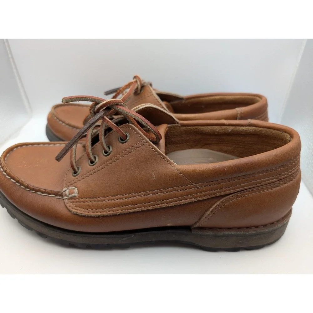 Bass Mens Loafers Size 7.5 W Brown‎ Leather Boat Shoes Rockport Leather
